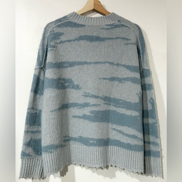 NEW All Saints Tiga Abstract V-Neck Sweater Cloud Burst Blue S - Picture 4 of 6